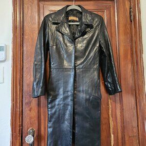 Vintage Y2K genuine leather trench coat